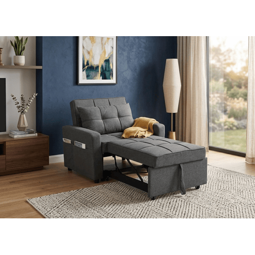 Sofá-cama Pabs de 1 lugar, 90 cm, cinza