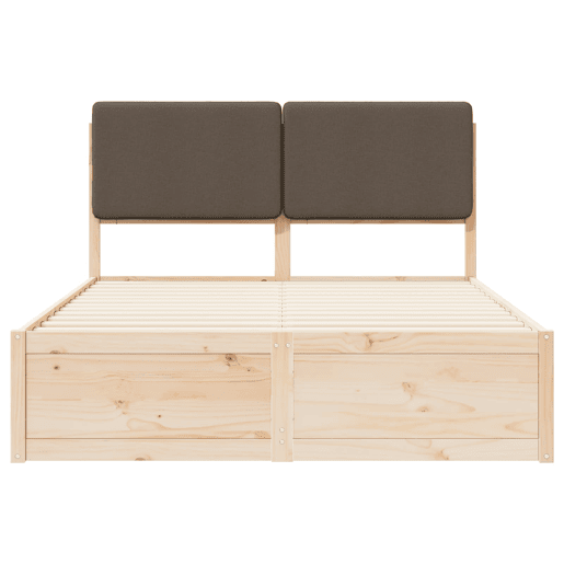 Estrutura de Cama de casal moderno com Cabeceira Estofada Cinzento-acastanhado