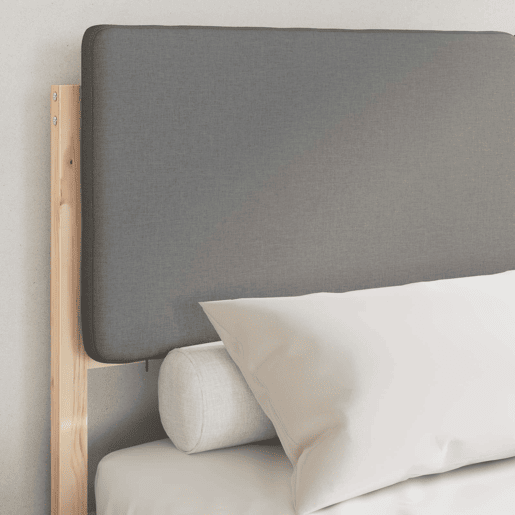 Estrutura de Cama de casal moderno com Cabeceira Estofada Cinzento-claro