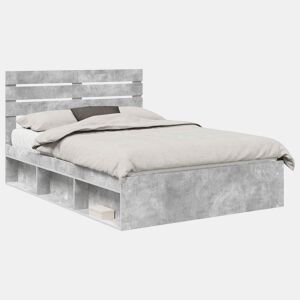 Estrutura de Cama de casal para adultos com cabeceira Concreto 140 x 200 cm