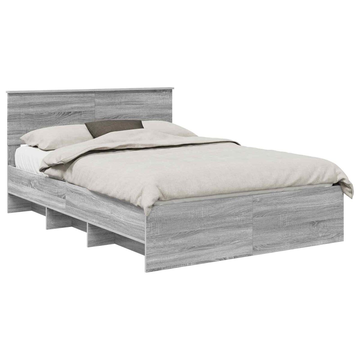 Estructura de cama matrimonial 143x210 Roble/ Gris