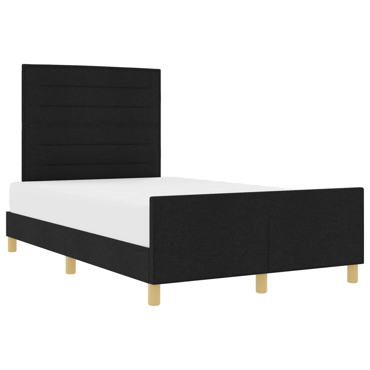Estructura de cama matrimonial estilo con cabecera negro 140 x 200 cm tela