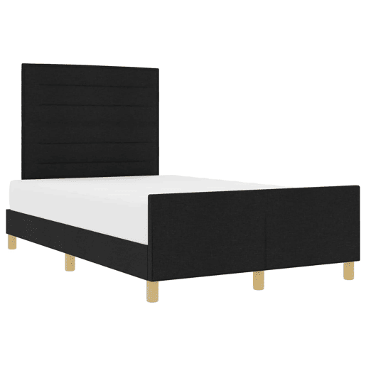 Estrutura de cama de casal com cabeceira - Preto 140 x 200 cm tecido