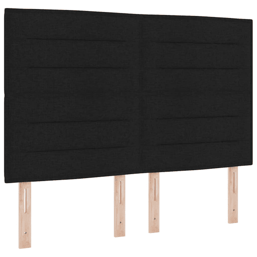 Estrutura de cama de casal com cabeceira - Preto 140 x 200 cm tecido