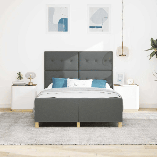 Estrutura De Cama De Casal Moderno - Cinzento escuro 140 x 200 cm tecido