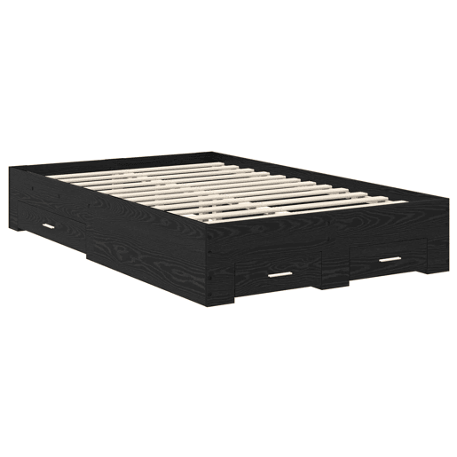 Estrutura da Cama de casal moderno com gaveta - Carvalho Preto 135 x 190 cm
