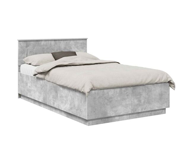 Estructura de cama matrimonial Comodidad con cabecera - Gris Concreto 135 x 190 cm