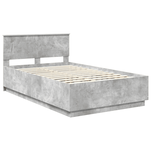 Estrutura De Cama De Casal Moderno - Cinzento 135 x 190 cm Madeira processada