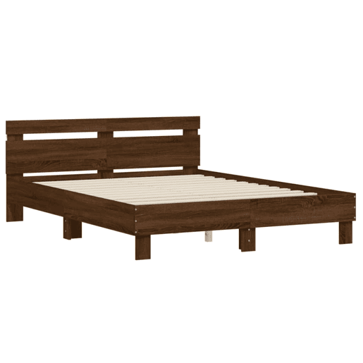 Estrutura de cama de casal c cabeceiraluzes LED - 140x190 cm carvalho castanho