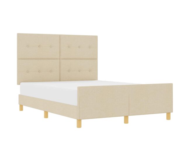 Estructura de cama matrimonial comodidad con cabecera - crema 140 x 200 cm tela