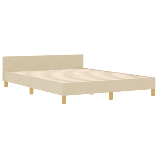 Estrutura da Cama de casal simple com cabeceira Creme 140 x 200 cm tecido