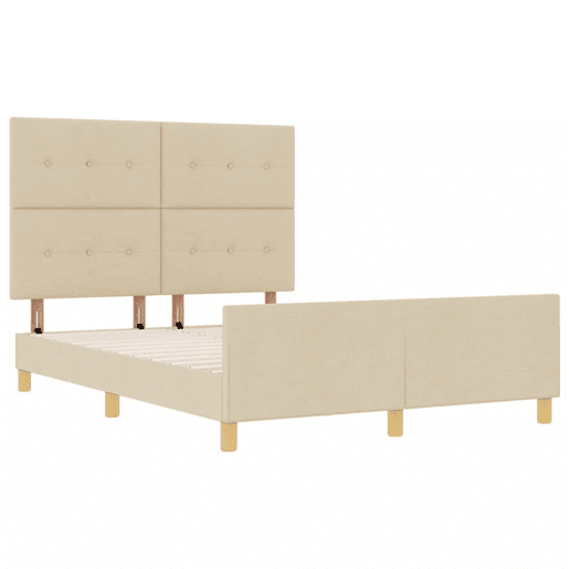 Estrutura da Cama de casal simple com cabeceira Creme 140 x 200 cm tecido