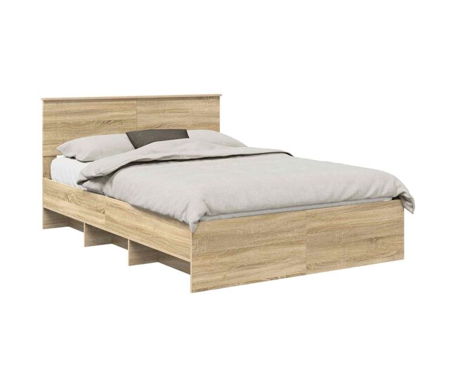 Estructura de cama matrimonial estilo con cabecera roble sonoma 140 x 200 cm