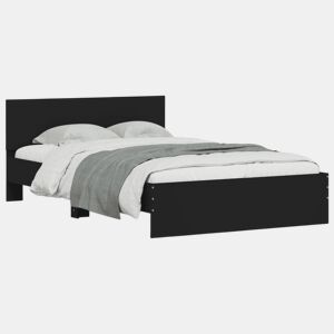 Estrutura de Cama de casal para adultos com cabeceira 135x190 cm preto