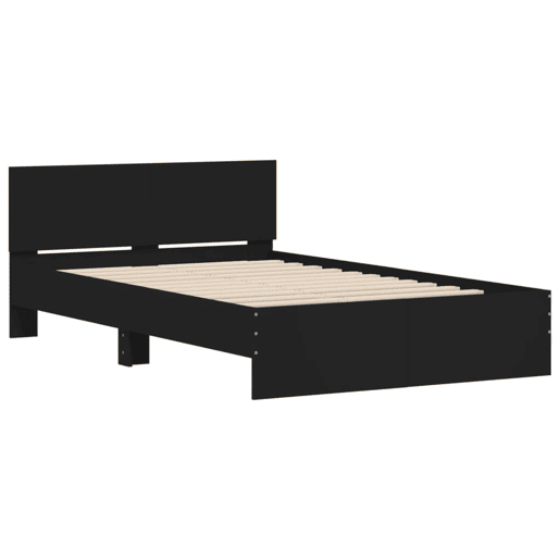 Estrutura de Cama de casal para adultos com cabeceira 135x190 cm preto Estrutura de Cama de casal para adultos com cabeceira 135x190 cm preto
