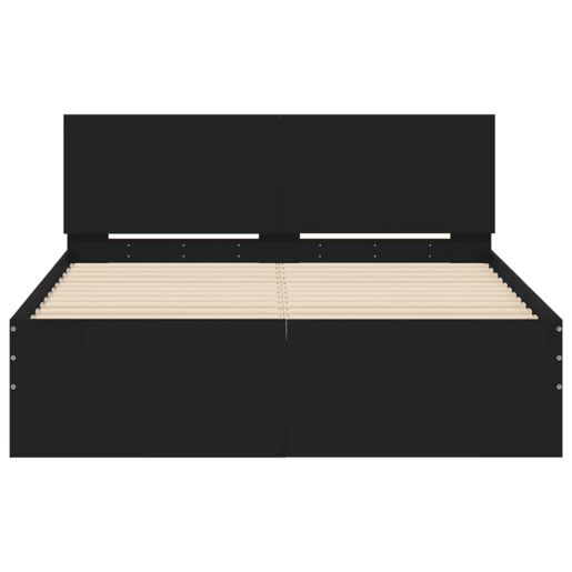 Estrutura de Cama de casal para adultos com cabeceira 135x190 cm preto Estrutura de Cama de casal para adultos com cabeceira 135x190 cm preto
