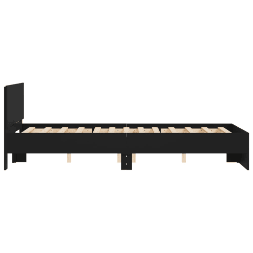 Estrutura de Cama de casal para adultos com cabeceira 135x190 cm preto Estrutura de Cama de casal para adultos com cabeceira 135x190 cm preto