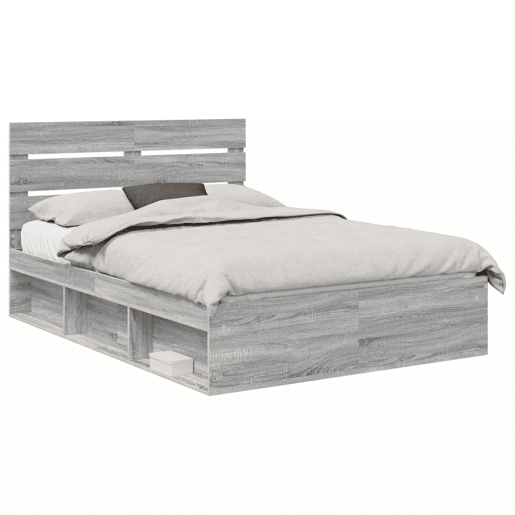 Estrutura da Cama de casal simple com cabeceira Cinza Sonoma 140 x 190 cm