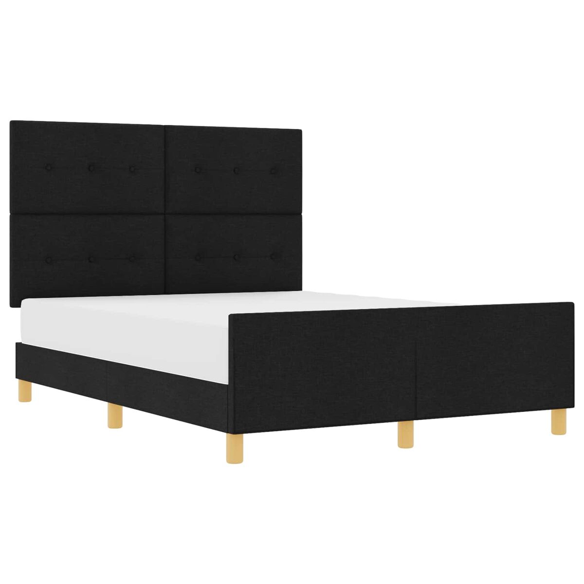 Estructura de cama matrimonial estilo con cabecera negro 140 x 200 cm tela
