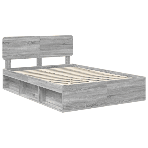 Estrutura da Cama de casal simple com cabeceira Cinza Sonoma 140 x 200 cm