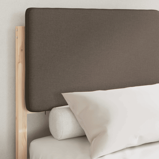 Estrutura de Cama de casal moderno com Cabeceira Estofada Cinzento-acastanhado