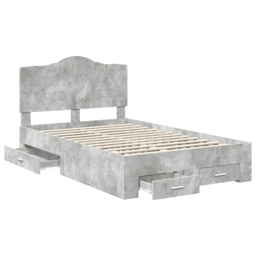 Estrutura De Cama De Casal Moderno - Cinzento 135 x 190 cm Madeira processada