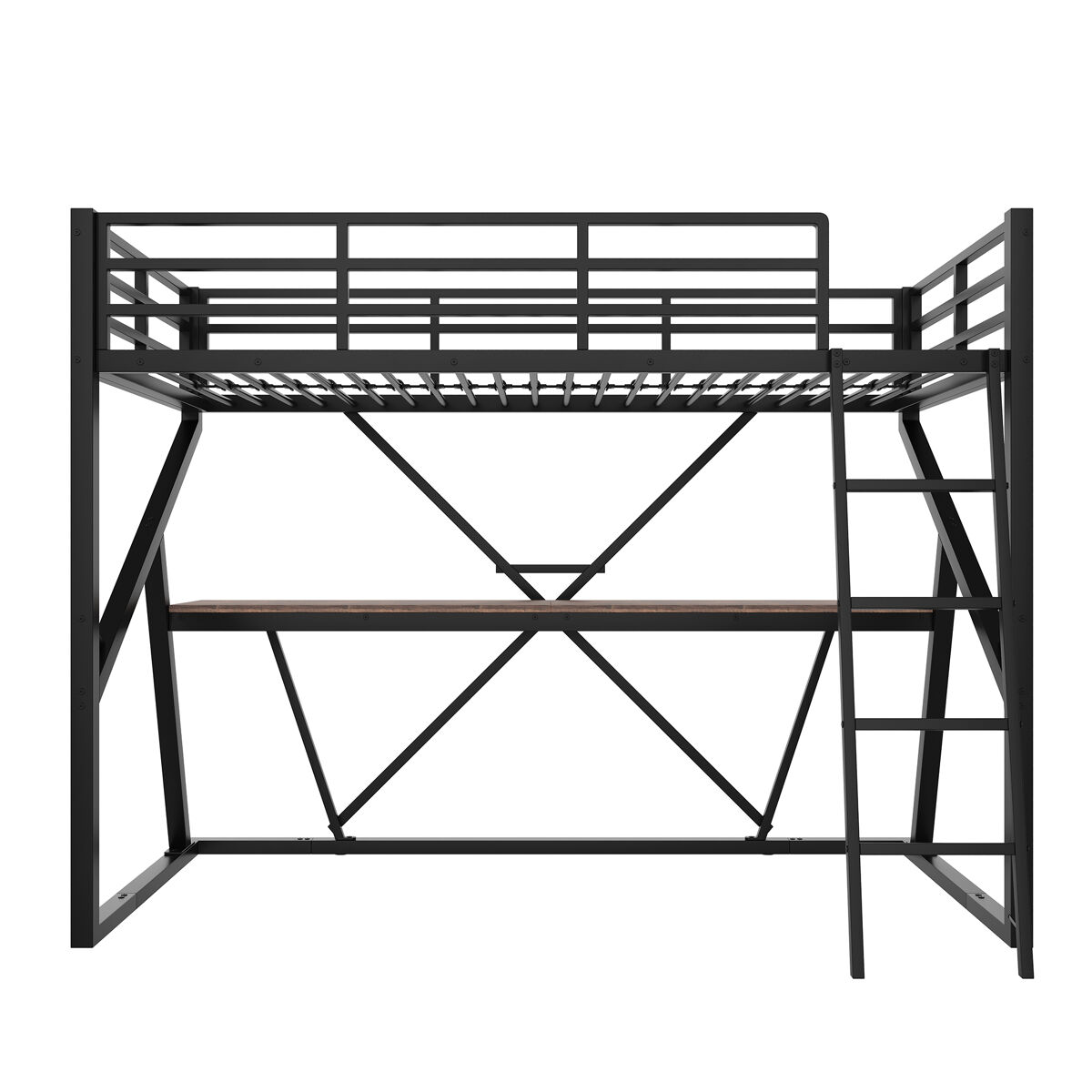 Cama alta para niños 98x204 Negro