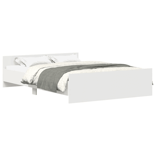 Estrutura de Cama de casal moderno para adultos c painéis de cabeceira e pés 140x200 cm branco