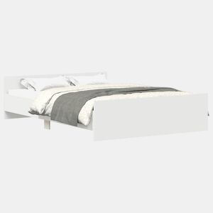 Estrutura de Cama de casal moderno para adultos c painéis de cabeceira e pés 140x200 cm branco