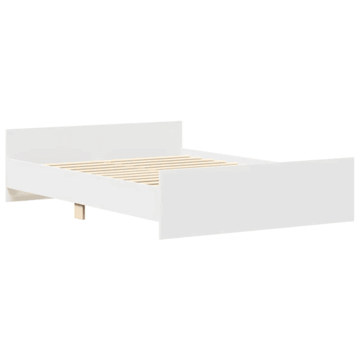 Estrutura de Cama de casal moderno para adultos c painéis de cabeceira e pés 140x200 cm branco
