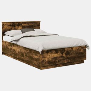 Estrutura de cama de casal com cabeceira - Carvalho Defumado 135 x 190 cm