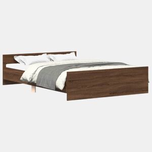 Estrutura Cama de casal para adultos+cabeceiraapoio pés 140x200 cm carvalho castanho