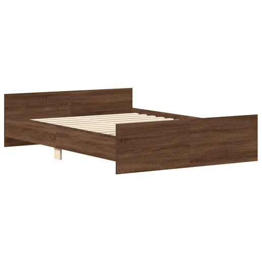 Estrutura Cama de casal para adultos+cabeceiraapoio pés 140x200 cm carvalho castanho