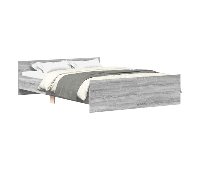 Estructura de cama matrimonial estilo con cabecero piecero gris sonoma 140x200 cm