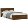 Estrutura de Cama de casal para adultos com cabeceira 135x190 cm carvalho castanho