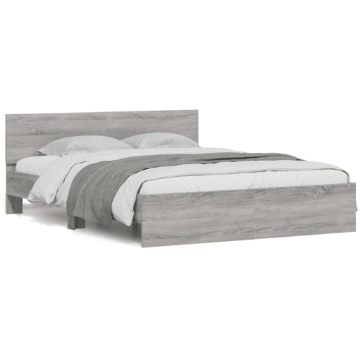 Estrutura de Cama de casal moderno com cabeceira 140x200 cm cinzento sonoma