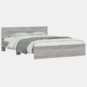 Estrutura de Cama de casal moderno com cabeceira 140x200 cm cinzento sonoma