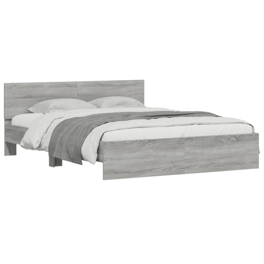 Estrutura de Cama de casal moderno com cabeceira 140x200 cm cinzento sonoma