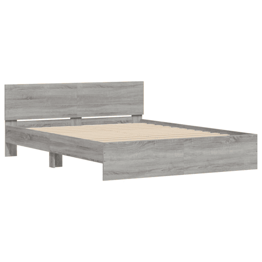 Estrutura de Cama de casal moderno com cabeceira 140x200 cm cinzento sonoma