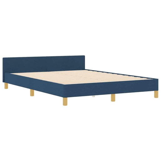 Estrutura da Cama de casal simple com cabeceira Azul 140 x 200 cm tecido