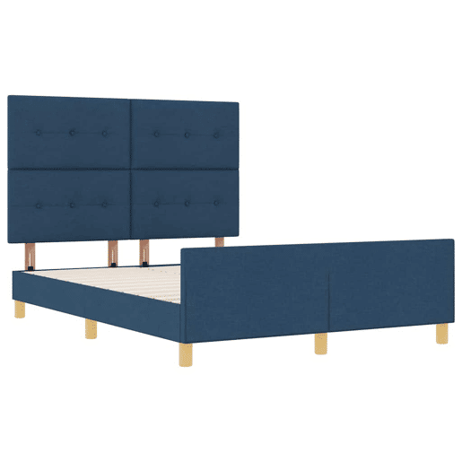 Estrutura da Cama de casal simple com cabeceira Azul 140 x 200 cm tecido