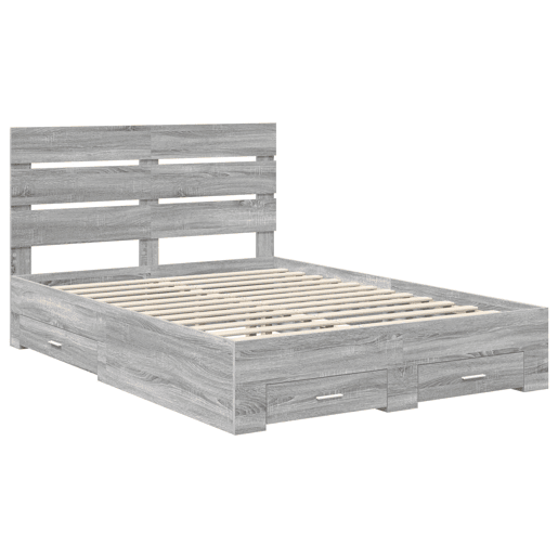 Estrutura da Cama de casal moderno - Cinza Sonoma 140 x 190 cm Madeira processada