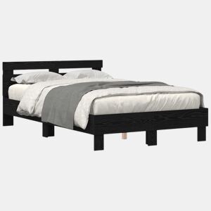 Estrutura da Cama de casal simple com led Carvalho Preto 135 x 190 cm