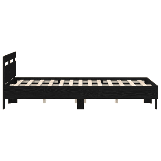 Estrutura da Cama de casal simple com led Carvalho Preto 135 x 190 cm
