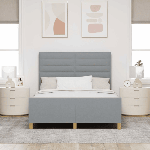 Estrutura da Cama de casal simple Cinzento-claro 140 x 200 cm tecido
