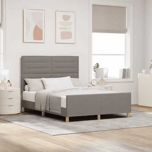 Estrutura De Cama Dupla - Cinzento-acastanhado 140 x 200 cm tecido Estrutura De Cama Dupla - Cinzento-acastanhado 140 x 200 cm tecido