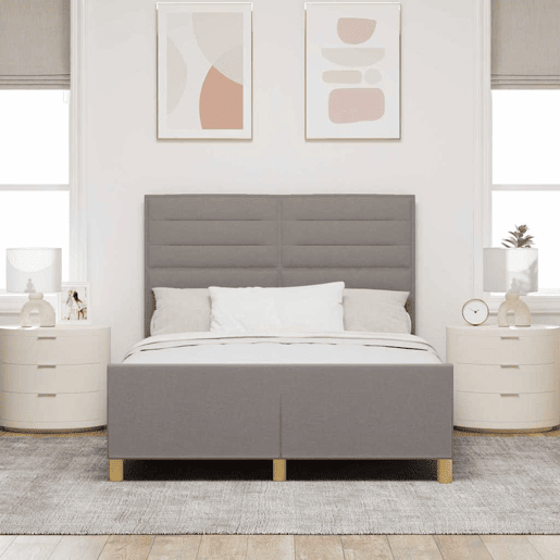 Estrutura De Cama Dupla - Cinzento-acastanhado 140 x 200 cm tecido Estrutura De Cama Dupla - Cinzento-acastanhado 140 x 200 cm tecido