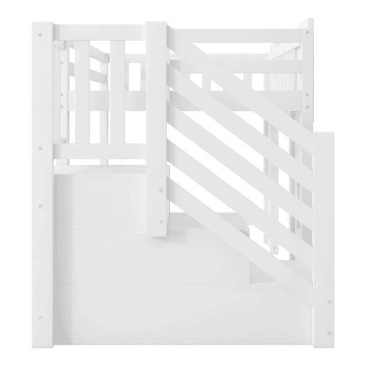 Cama alta 90x200 - com escada com arrumação e janela - Branco