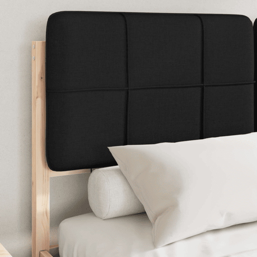 Estrutura de Cama de casal moderno com Cabeceira Estofada Preto 140 x 200 cm