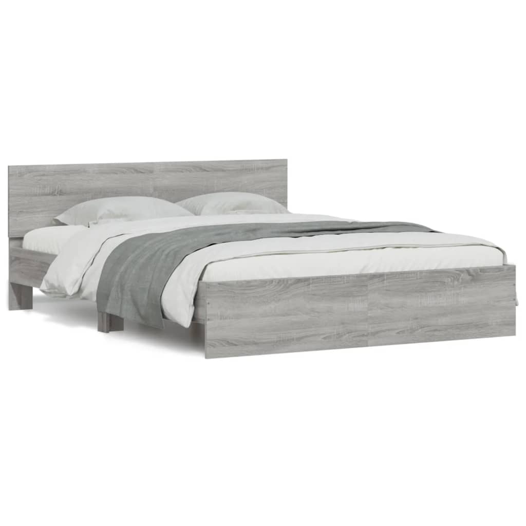 Estructura de cama matrimonial 145x193 Roble/ Gris